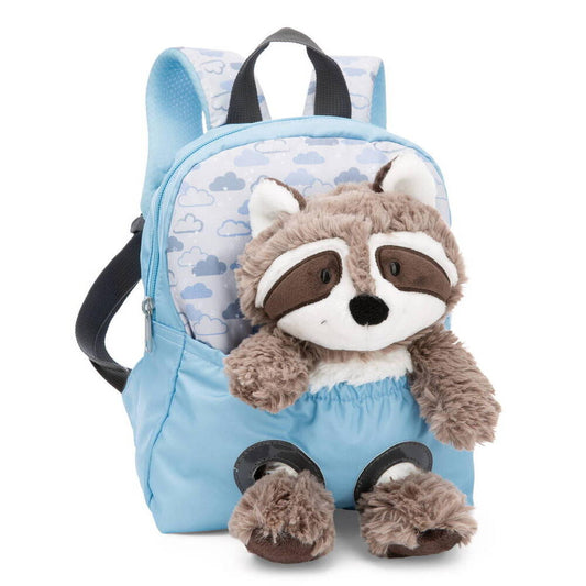 Rucksack hellblau mit Waschbär