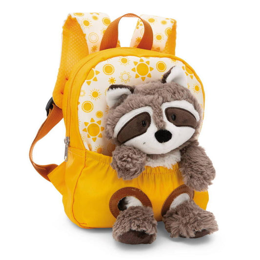 Rucksack gelb mit Waschbär