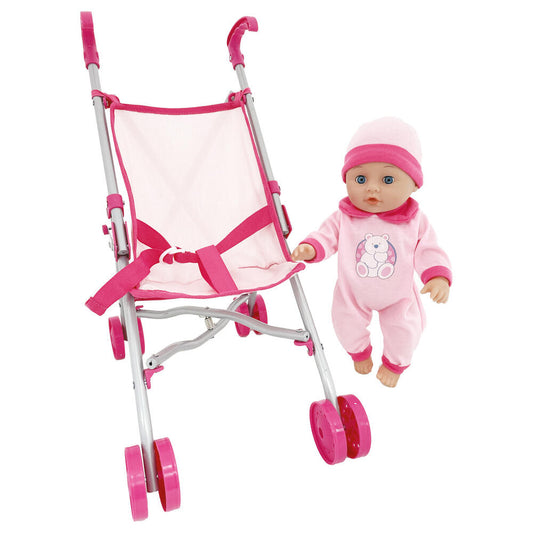 Puppe 36 cm mit Buggy